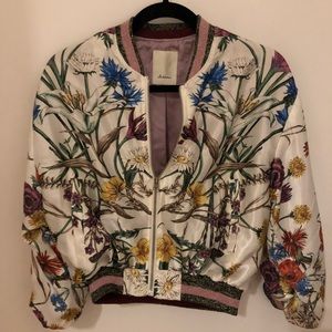 Anthropologie silk print bomber, s